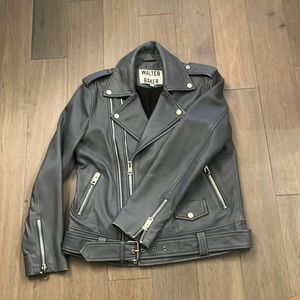 Walter Baker Blue Gray Leather Jacket Medium